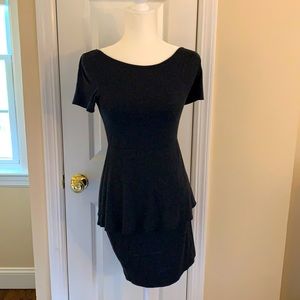 Charcoal grey dress with flattering waist detail